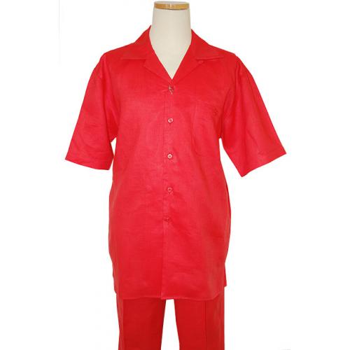 Successos 100% Linen Red 2 Pc Outfit SP1065